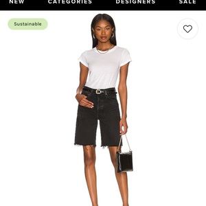 NWOT Agolde Carrie Knee Length Bermuda Denim Shorts Waist 25 Black.